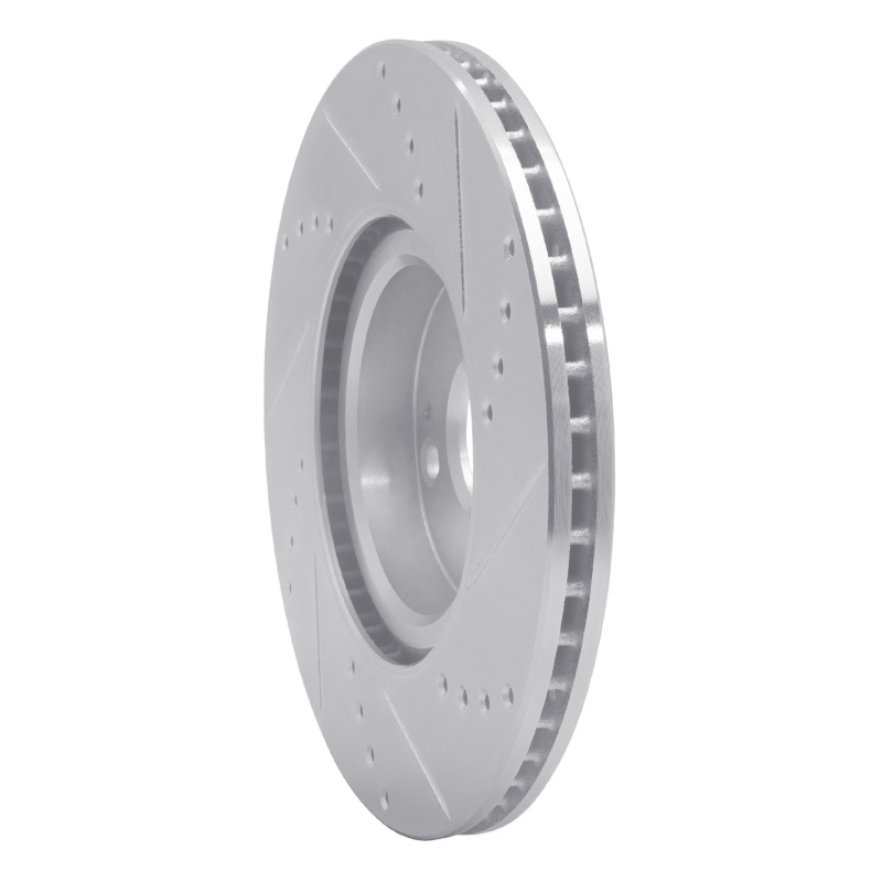 Fiat 124 Spider Brake Rotor (1) - Front Left - R1 Concepts - Drilled & Slotted - Silver - `16-`25